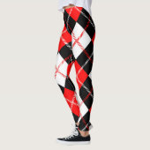 Rood Zwart Wit Argyle Schotse Ruit Leggings (Links)