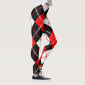 Rood Zwart Wit Argyle Schotse Ruit Leggings (Rechts)