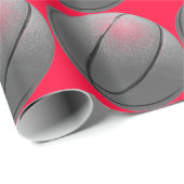 Rood, Zwart & Wit Basketbal Kerstcadeauverpakking Cadeaupapier (Rol Hoek)