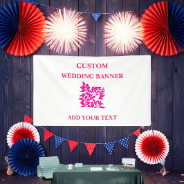 Rood Zwart Wit Bloemen Custom Banner | Birthday
