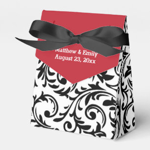 Rood Zwart Wit Bloemen Damast Bruiloft Favor Box Bedankdoosjes