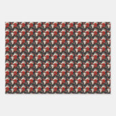 Rood, Zwart & Wit Bloemmotief Inpakpapier Vel (Voorkant)