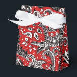 Rood Zwart & Wit Bloemmotief Paisley Boheemse Boho Bedankdoosjes<br><div class="desc">Douane geschenkdozen</div>