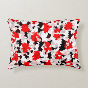 Rood Zwart Wit Camo Abstract Ontwerp Accent Kussen