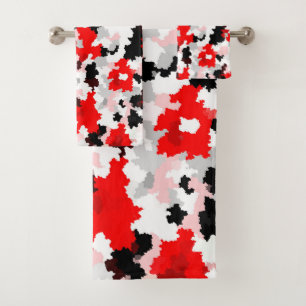 Rood Zwart Wit Camo Abstract Ontwerp Bad Handdoek