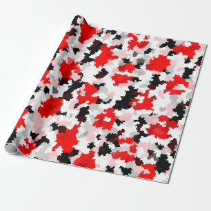 Rood Zwart Wit Camo Abstract Ontwerp Cadeaupapier