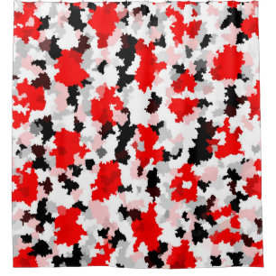 Rood Zwart Wit Camo Abstract Ontwerp Douchegordijn