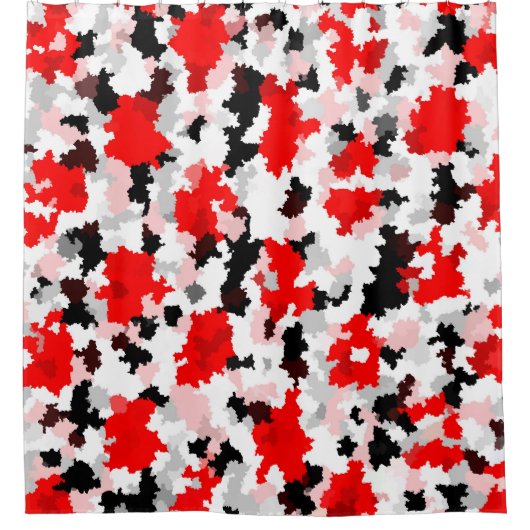 Rood Zwart Wit Camo Abstract Ontwerp Douchegordijn (Voorkant)