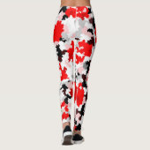 Rood Zwart Wit Camo Abstract Ontwerp Leggings (Achterkant)