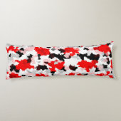 Rood Zwart Wit Camo Abstract Ontwerp Lichaamskussen (Achterkant)