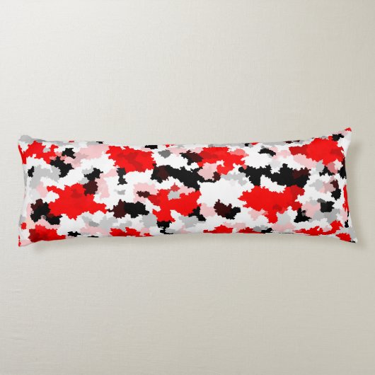 Rood Zwart Wit Camo Abstract Ontwerp Lichaamskussen (Achterkant)