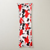 Rood Zwart Wit Camo Abstract Ontwerp Lichaamskussen (Achterkant (Verticaal))