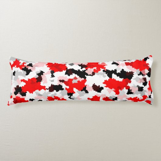 Rood Zwart Wit Camo Abstract Ontwerp Lichaamskussen (Voorkant)