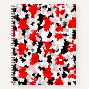 Rood Zwart Wit Camo Abstract Ontwerp Notitieboek