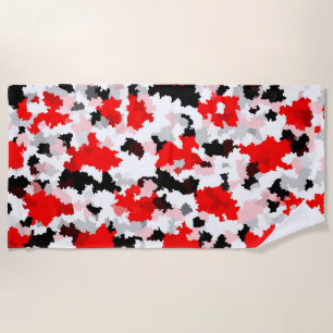 Rood Zwart Wit Camo Abstract Ontwerp Strandlaken