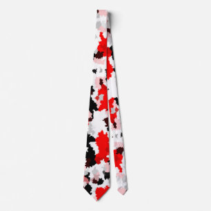Rood Zwart Wit Camo Abstract Ontwerp Stropdas