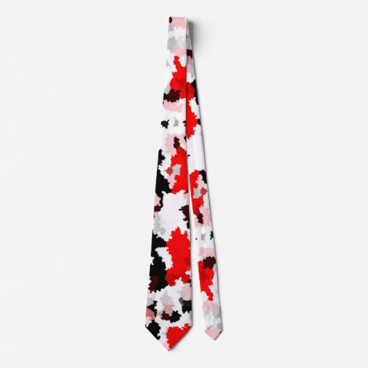 Rood Zwart Wit Camo Abstract Ontwerp Stropdas (Voorkant)