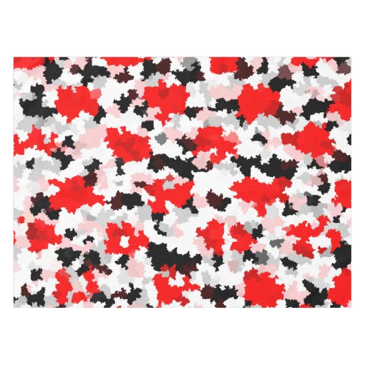 Rood Zwart Wit Camo Abstract Ontwerp Tafelkleed (Voorkant (Horizontaal))