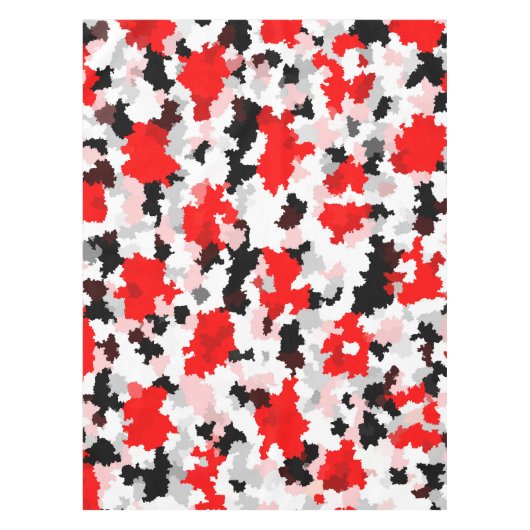 Rood Zwart Wit Camo Abstract Ontwerp Tafelkleed (Voorkant)