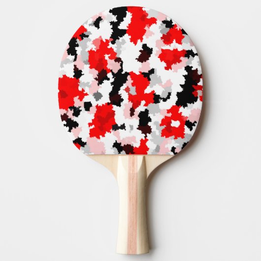 Rood Zwart Wit Camo Abstract Ontwerp Tafeltennisbatje (Voorkant)