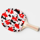 Rood Zwart Wit Camo Abstract Ontwerp Tafeltennisbatje (Zijkant)