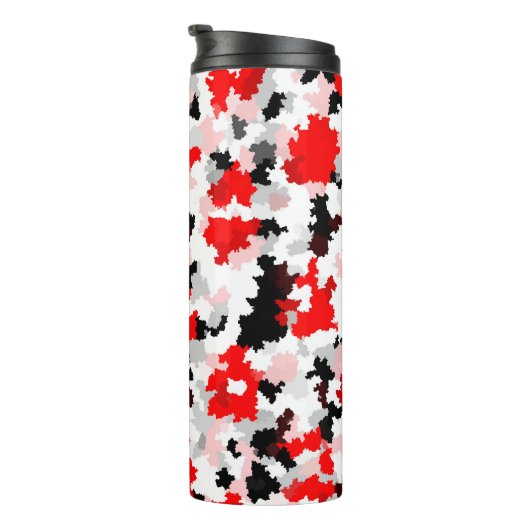 Rood Zwart Wit Camo Abstract Ontwerp Thermosbeker (Geroteerd rechts)
