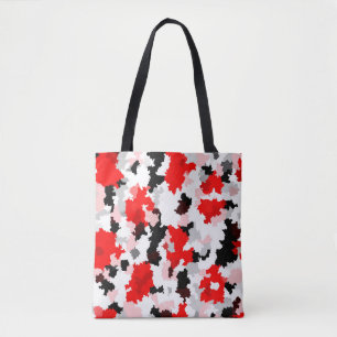Rood Zwart Wit Camo Abstract Ontwerp Tote Bag