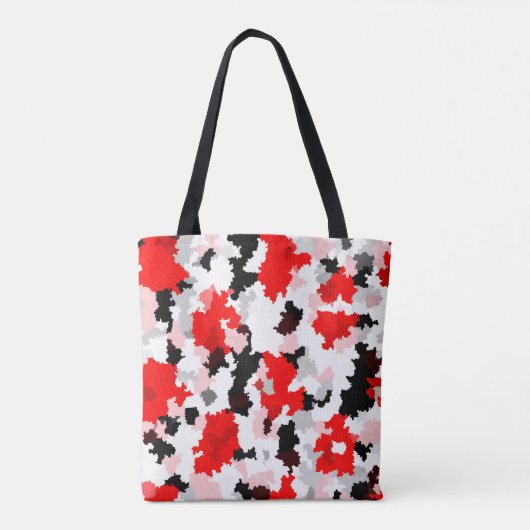 Rood Zwart Wit Camo Abstract Ontwerp Tote Bag (Achterkant)
