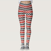 Rood Zwart Wit Chevron Modern Leer Leggings (Voorkant)