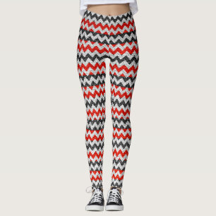 Rood Zwart Wit Chevron Modern Leer Leggings