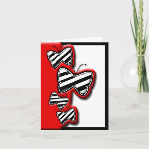 Rood Zwart & Wit Chic Butterfly Notecards Kaart
