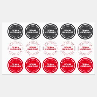 Rood Zwart Wit Cirkel Adhesief / Waterdichte Label