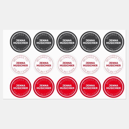 Rood Zwart Wit Cirkel Adhesief / Waterdichte Label (Vel)
