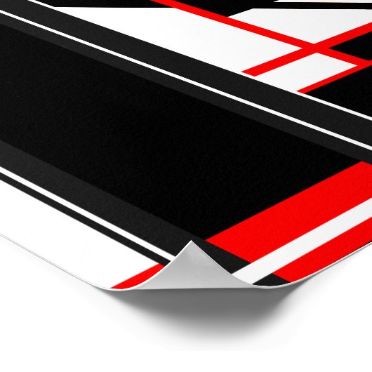 Rood zwart wit Complex Geometrisch Abstract Ontwer Poster (Hoek)
