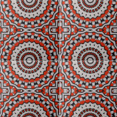 Rood zwart wit complex mozaïek geometrisch patroon tegeltje