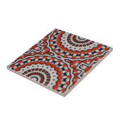 Rood zwart wit complex mozaïek geometrisch patroon tegeltje (Zijkant)