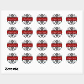 Rood Zwart Wit Damask Bruiloft V4 Ronde Sticker (Vel)