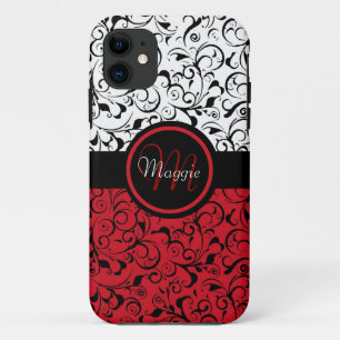 Rood zwart wit damask classy iphone 5 hoesje