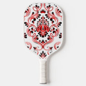 Rood Zwart Wit Damask Floral Pickleball Paddle (Voorkant)