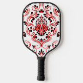 Rood Zwart Wit Damask Floral Pickleball Paddle (Achterkant)