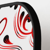 Rood Zwart Wit Damask Floral Pickleball Paddle (Links Detail)