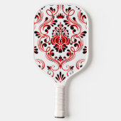 Rood Zwart Wit Damask Floral Pickleball Paddle (Achterkant)