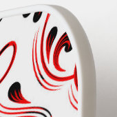 Rood Zwart Wit Damask Floral Pickleball Paddle (Links Detail)