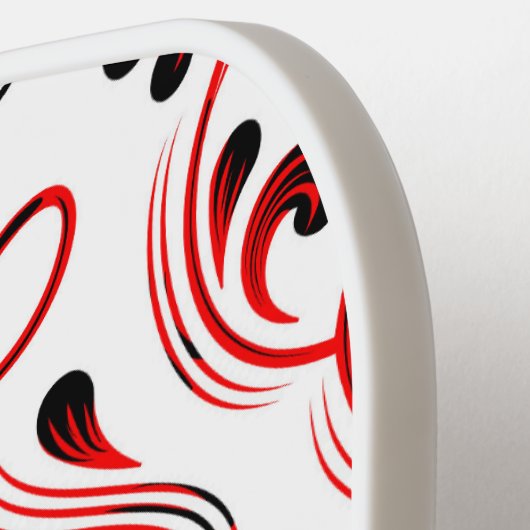 Rood Zwart Wit Damask Floral Pickleball Paddle (Links Detail)