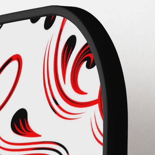 Rood Zwart Wit Damask Floral Pickleball Paddle (Links Detail)