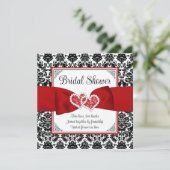 Rood, Zwart, Wit Damask Love Hearts Vrijgezellenfe Kaart (Staand voorkant)