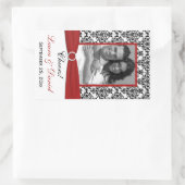 Rood, Zwart, Wit Damask Photo Wine Label Sticker (Tas)