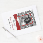 Rood, Zwart, Wit Damask Photo Wine Label Sticker (Envelop)