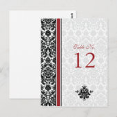 Rood, Zwart, Wit Damask Tafelnummer Kaart (Voorkant / Achterkant)