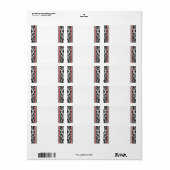 Rood, Zwart Wit Damask Trouwadres Etiket (Full Sheet)